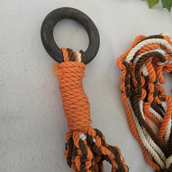 Orange Brown White Macrame Plant Holder Hanger - Picture 3 of 10